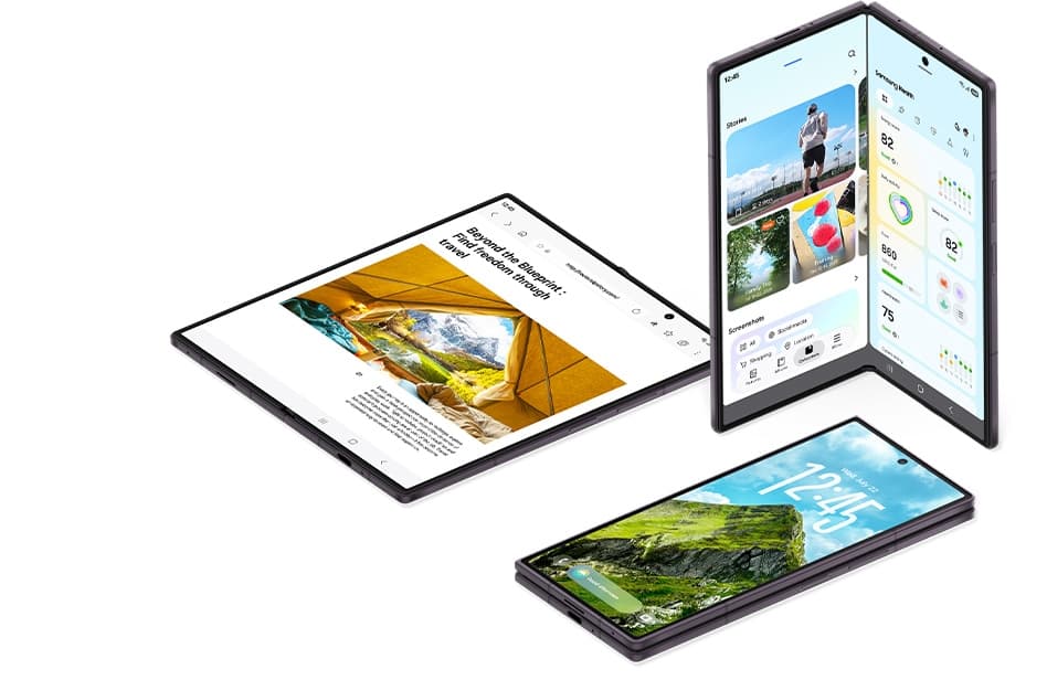 Layar Galaxy Z Fold8 Ultra menampilkan beberapa aplikasi dalam mode multi-window